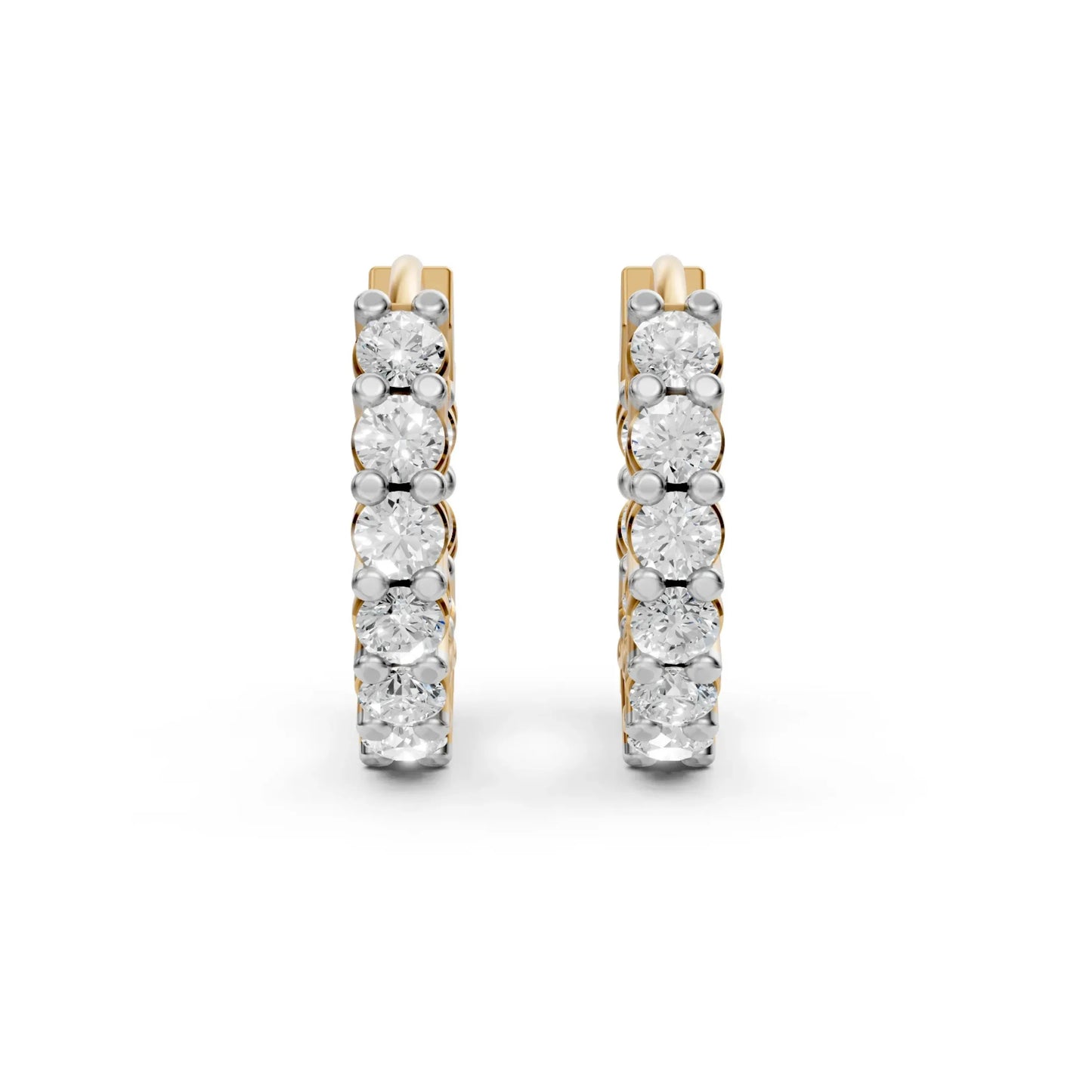 Round Diamond Inside-Out Hoop Earrings Yellow Gold