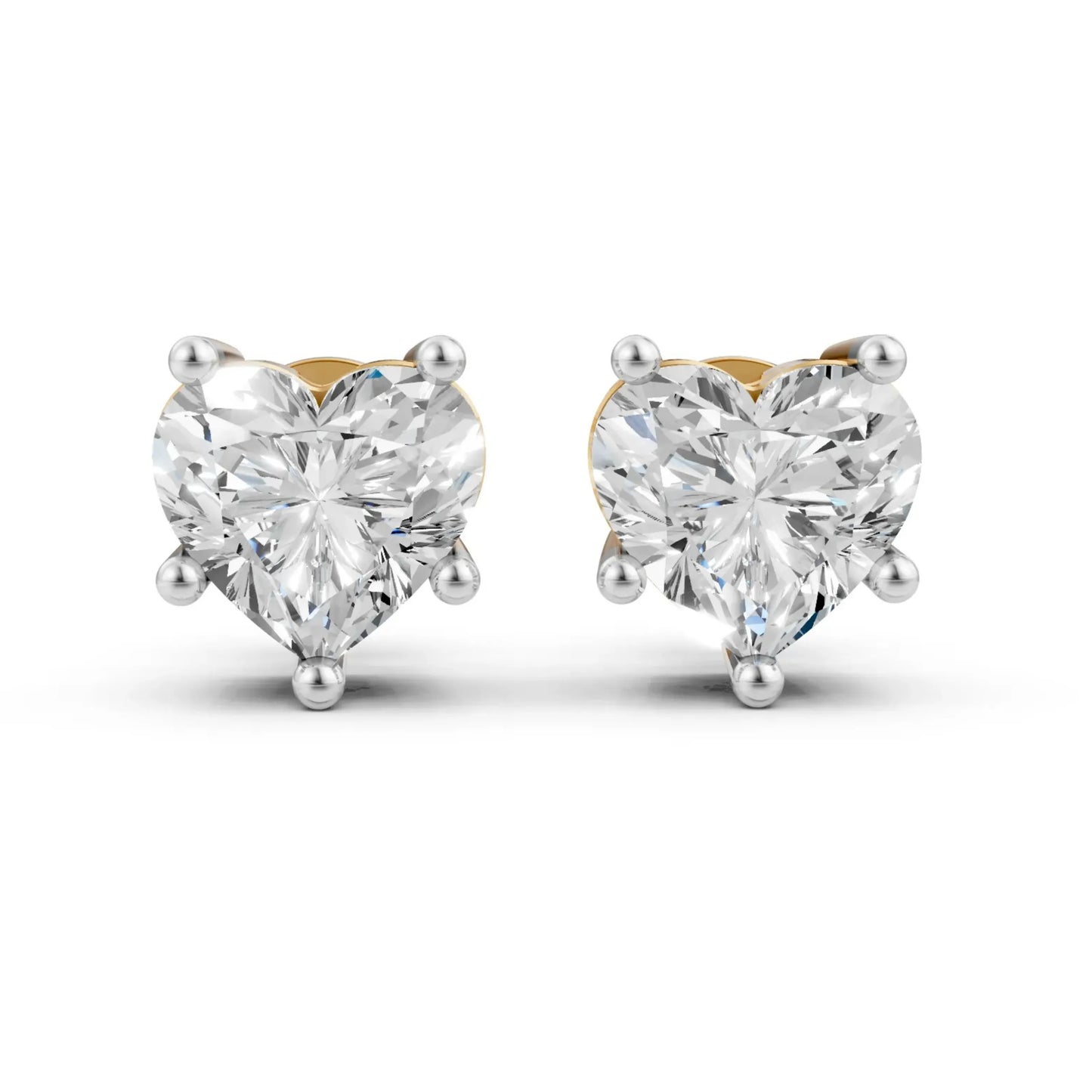 Heart Diamond Stud Earrings Yellow Gold