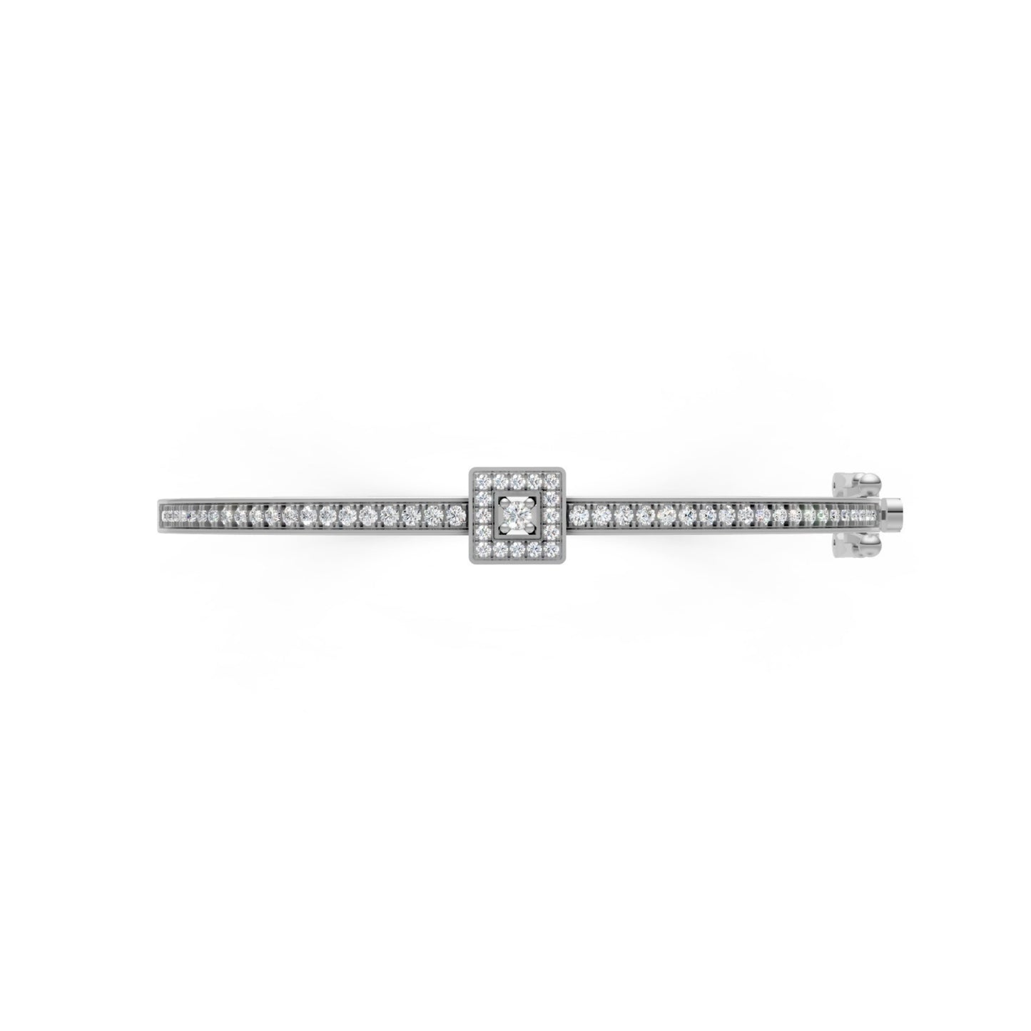 Classic Diamond Halo Bangle White Gold
