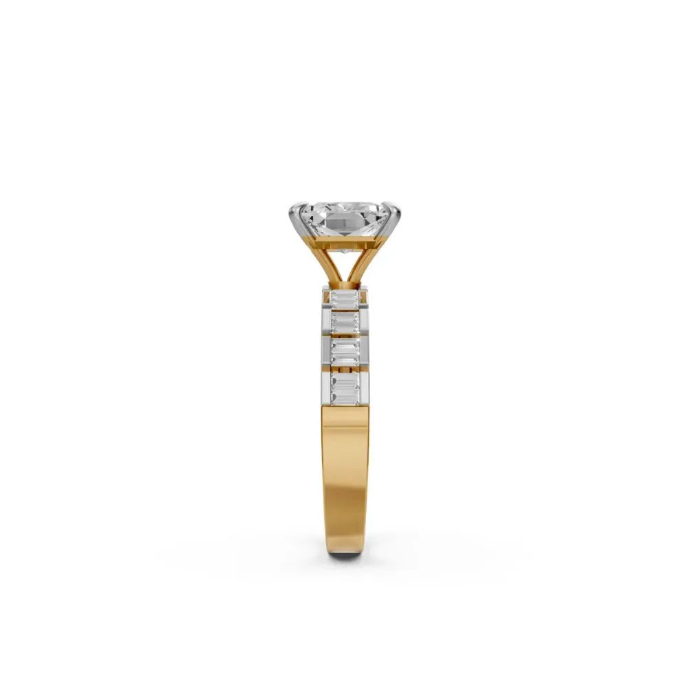 Radiant Edge Princess Cut Ring Yellow Gold
