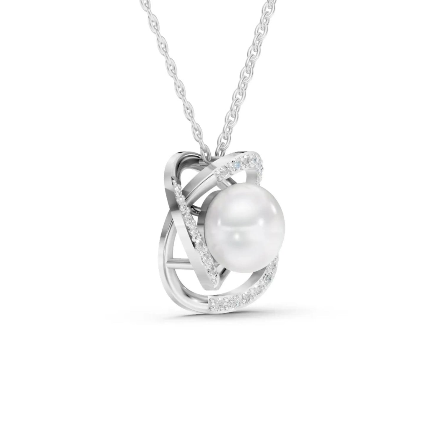 Pearl Halo Pendant White Gold