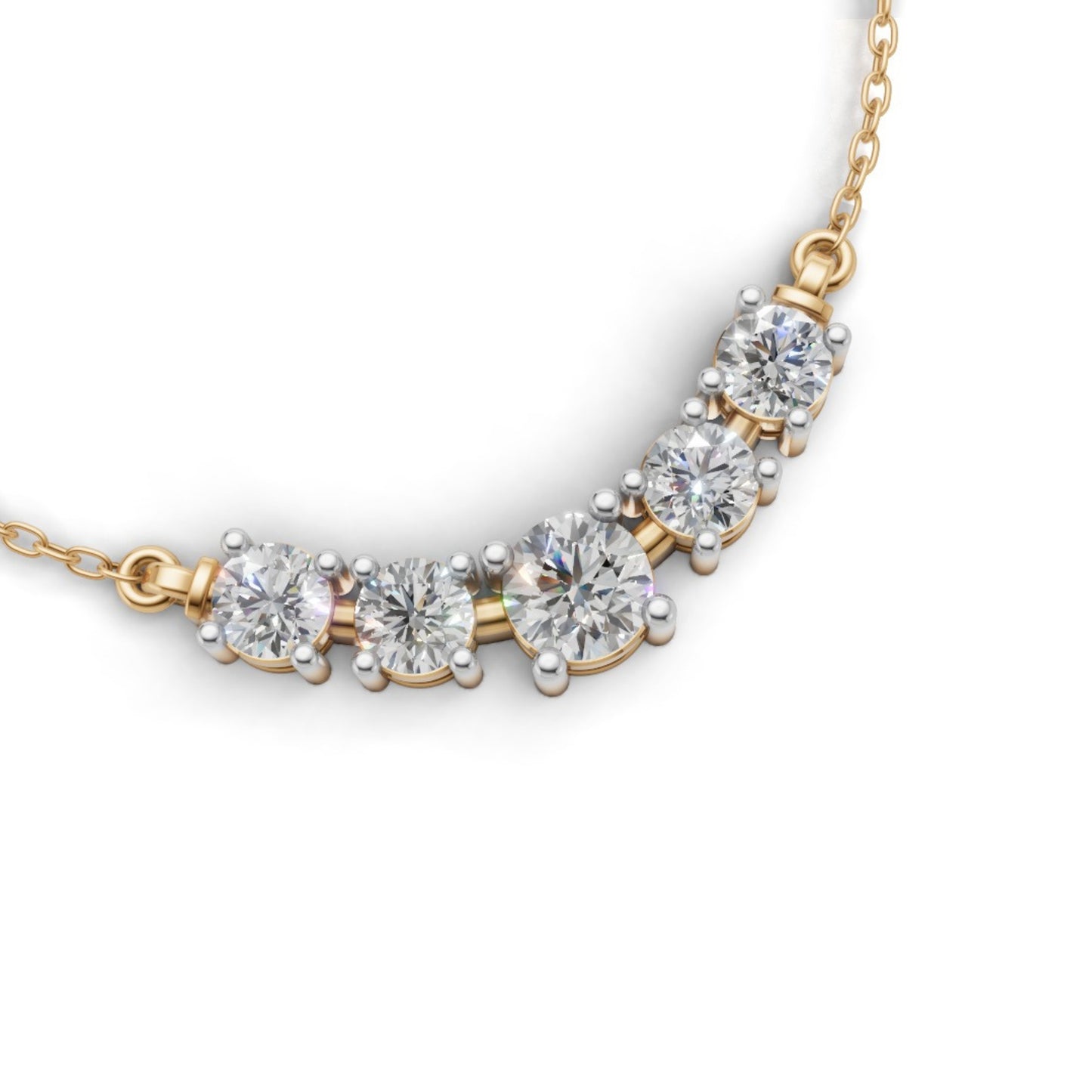 Round Cluster Diamond Necklace Yellow Gold