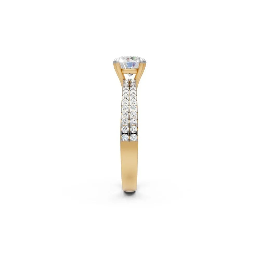DoubleRow Sparkle Solitaire Ring Yellow Gold