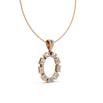 Princess Cut Circle Pendant Rose Gold