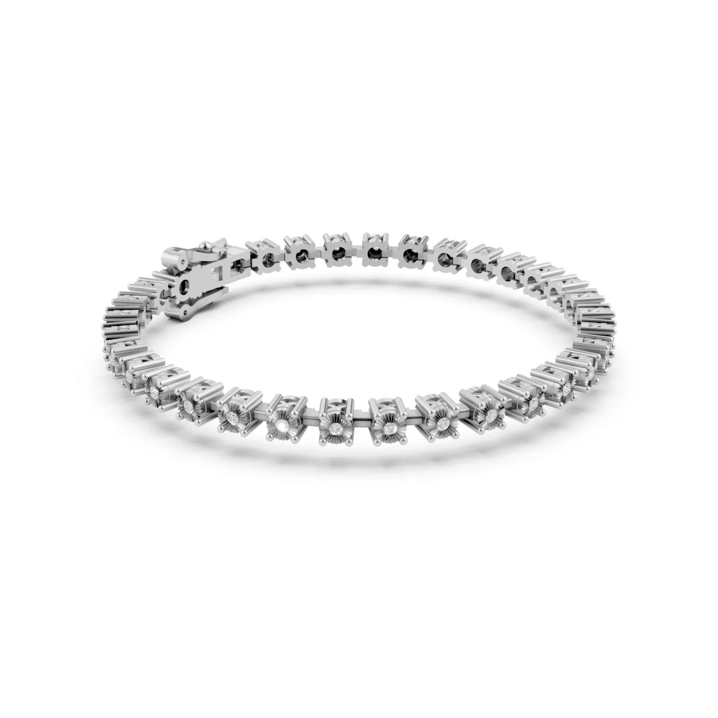 Prong-Set Diamond Tennis Bracelet White Gold 