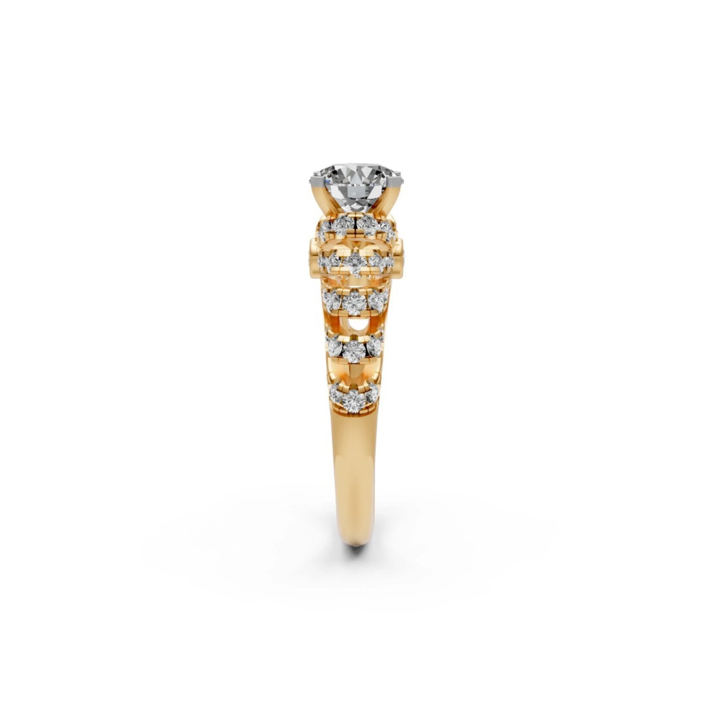 LuxeCrown Multi-Band Solitaire Ring Yellow Gold