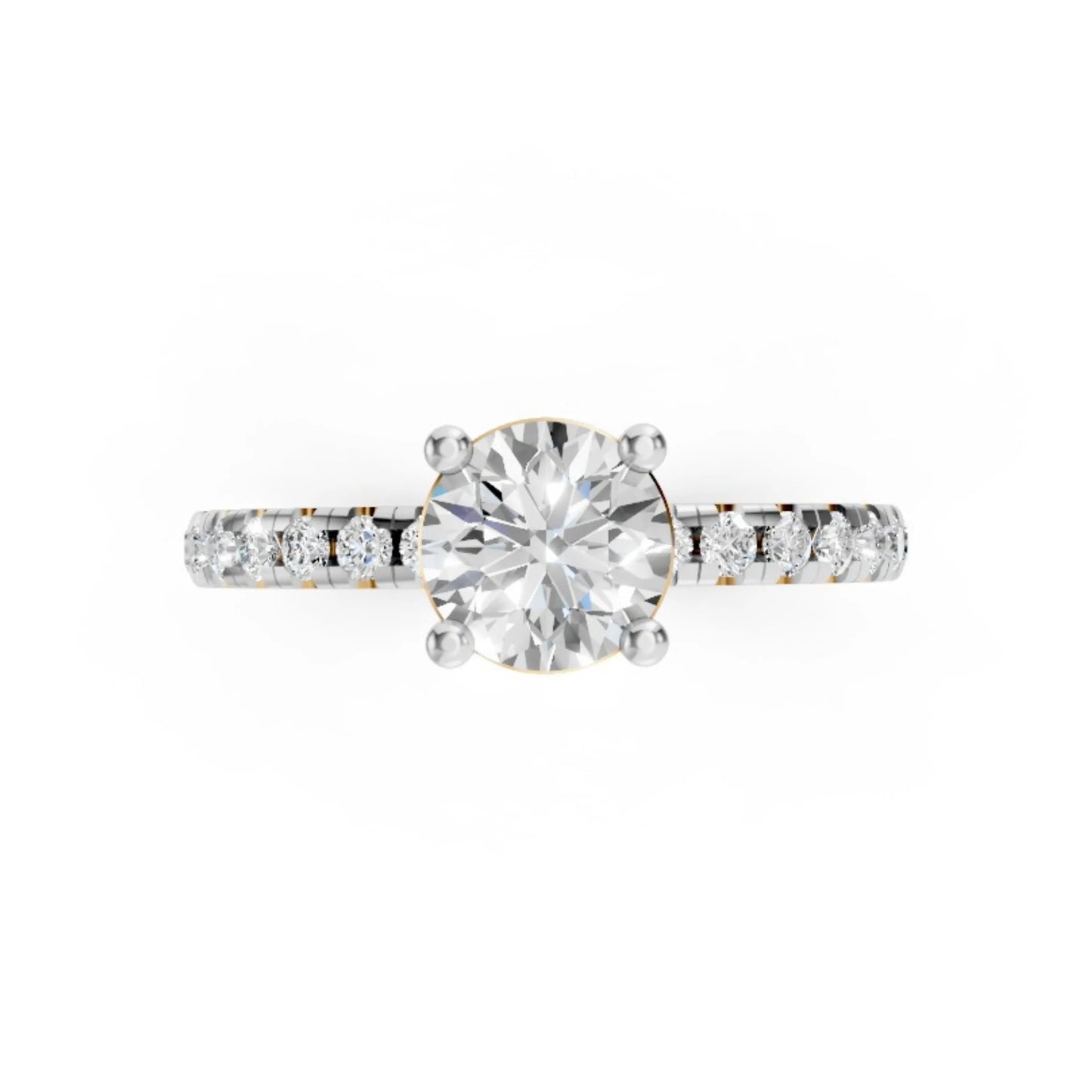 ClassicGleam Solitaire Pavé Ring Yellow Gold