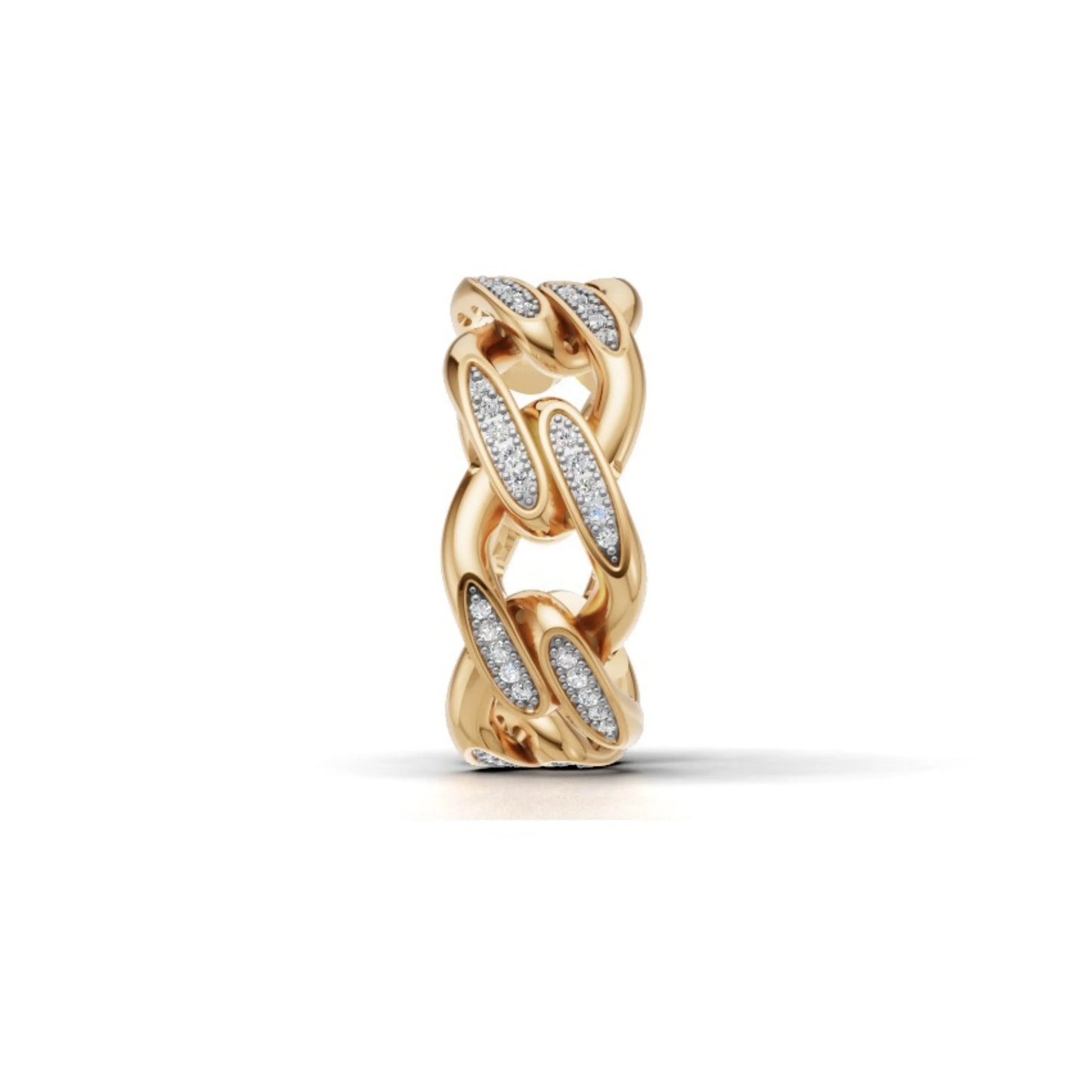 LinkLuxe Diamond Chain Ring Yellow Gold