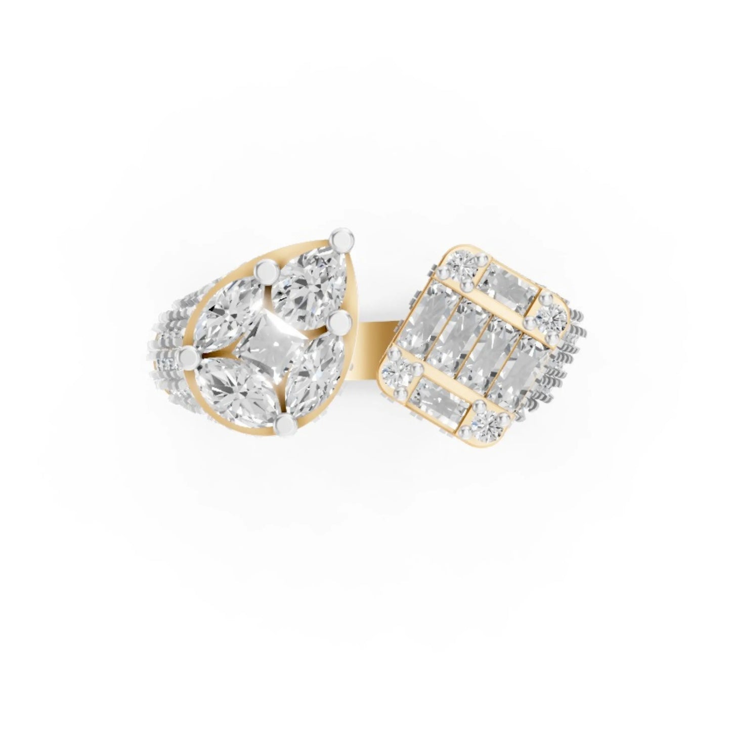 DuoBlaze Diamond Statement Ring Yellow Gold