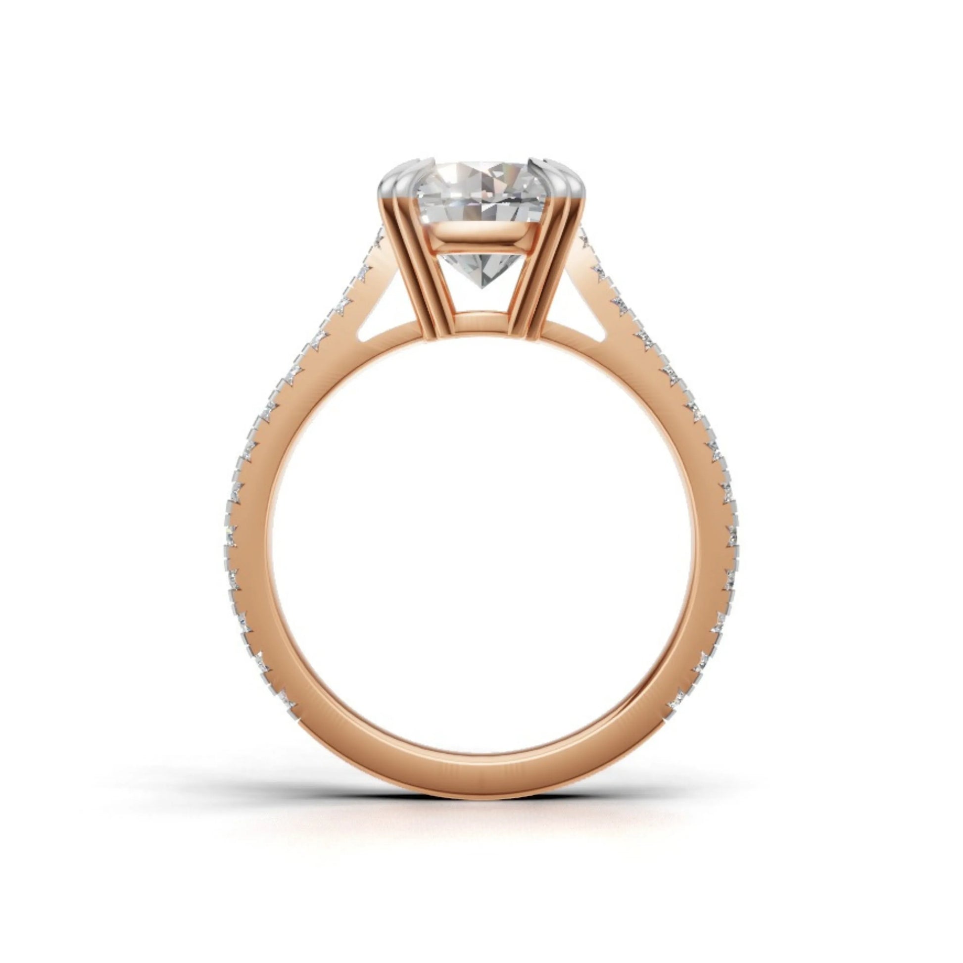 Radiant Pavé Solitaire Ring Rose Gold