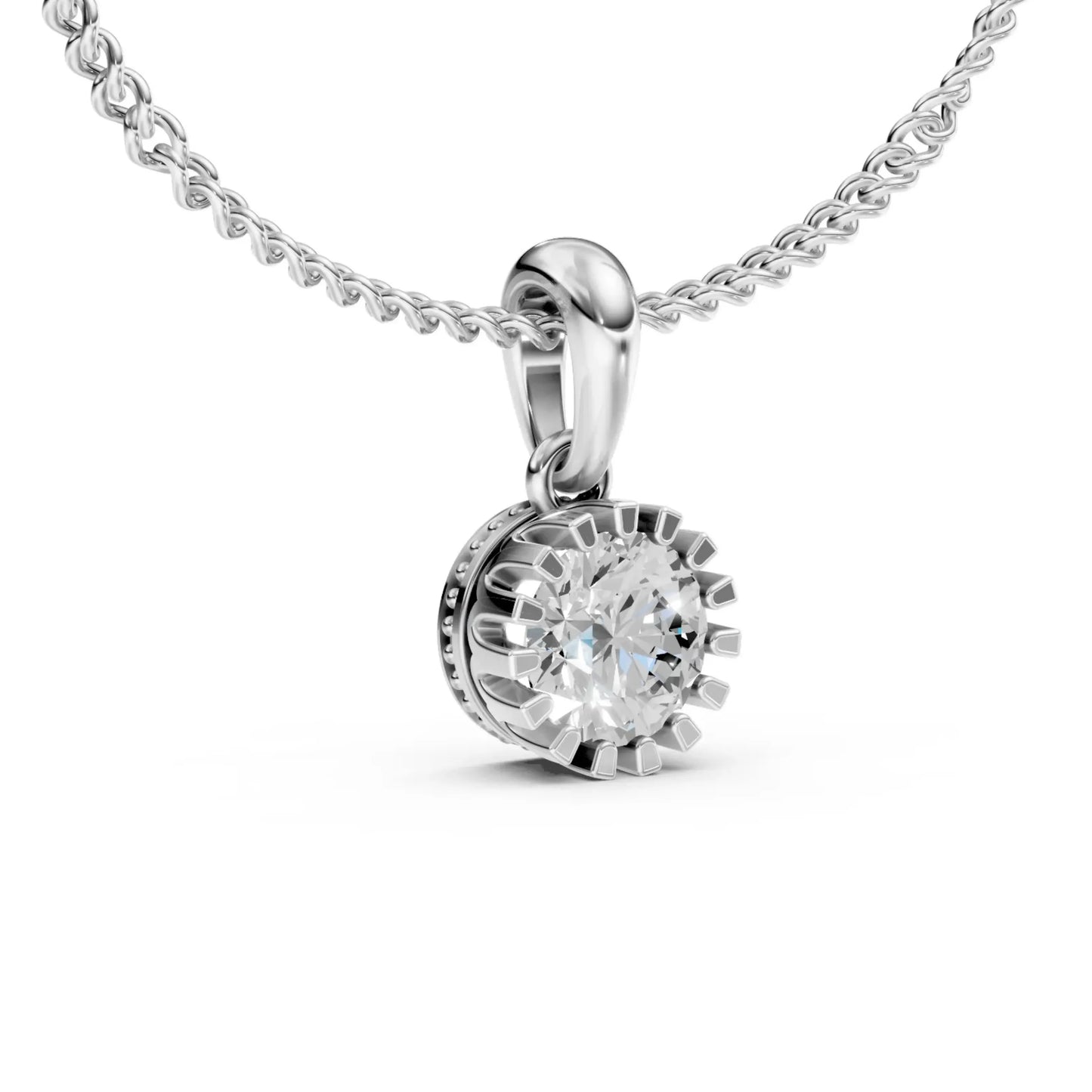Crown Solitaire Pendant White Gold