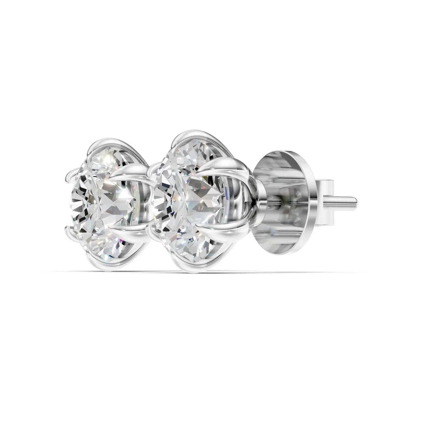 Round Diamond Stud Earrings White Gold