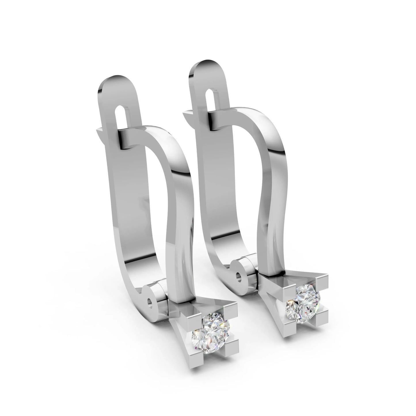 Contemporary Diamond Bali Earrings White Gold