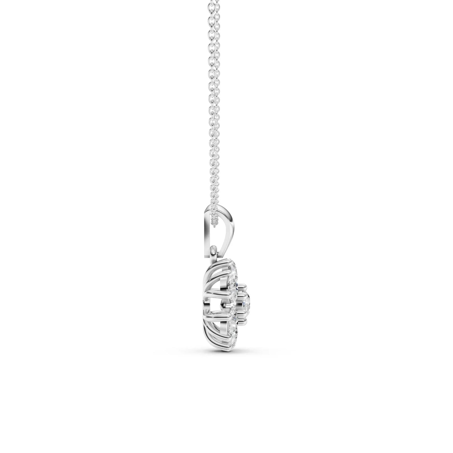Six-Stone Floral Pendant White Gold