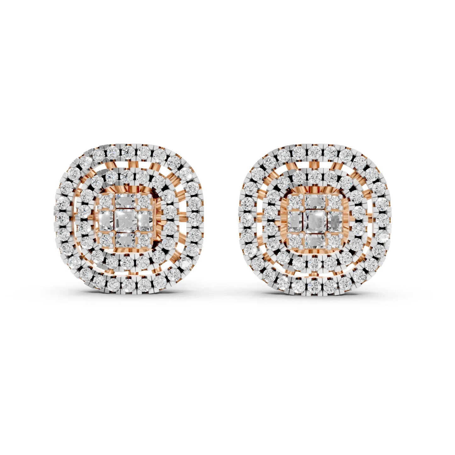 Vintage-Inspired Diamond Stud Earrings Rose Gold