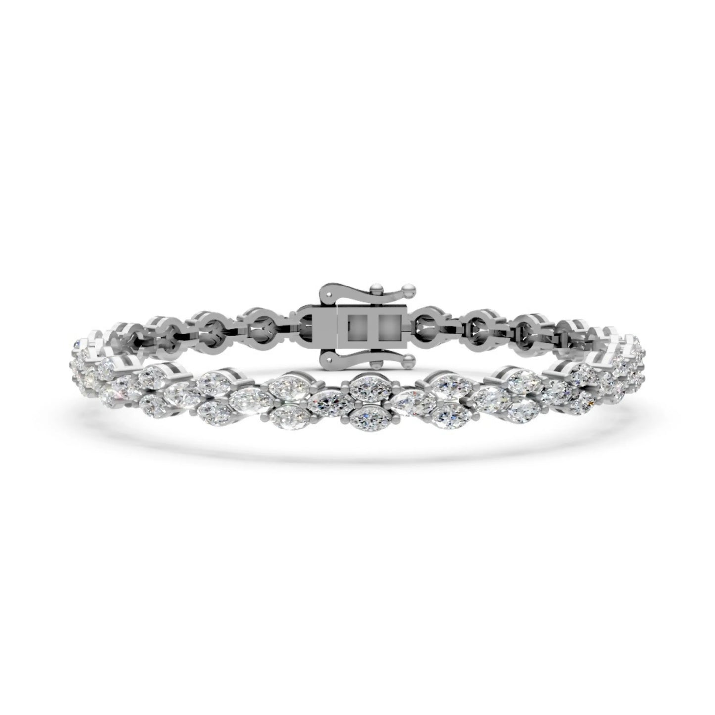 Elegant Diamond Bracelet with Marquise-Cut Stones White Gold