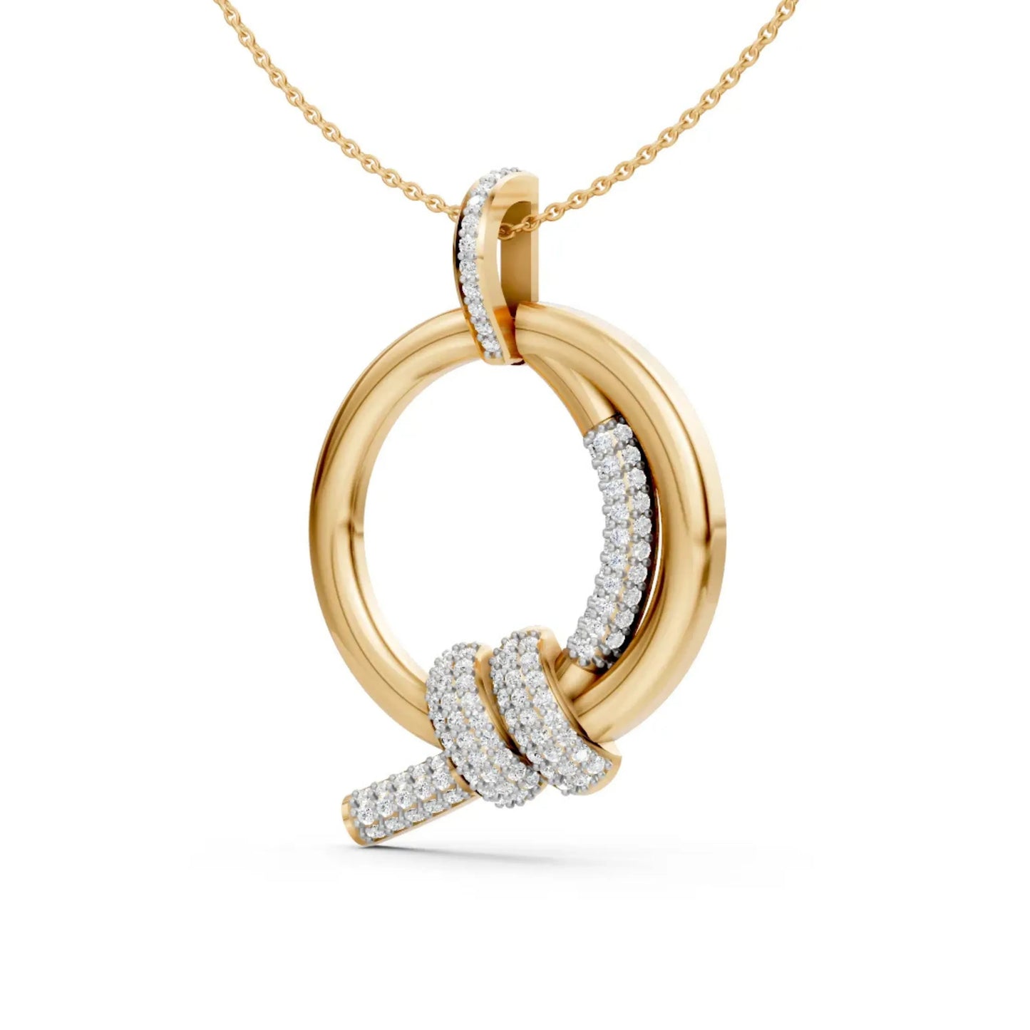 Circle Knot Diamond Pendant Yellow Gold