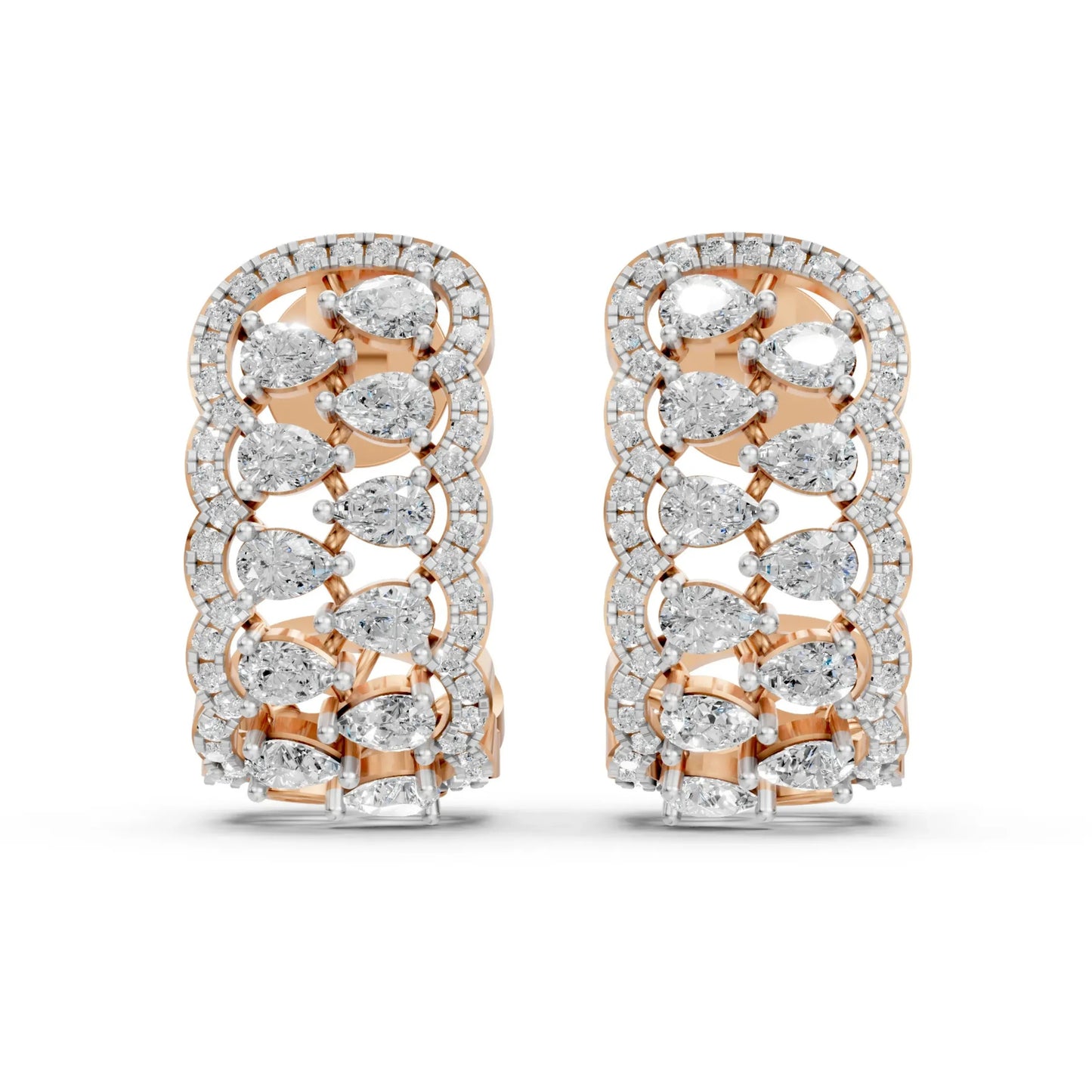 Pear Half-Hoop Earrings Rose Gold