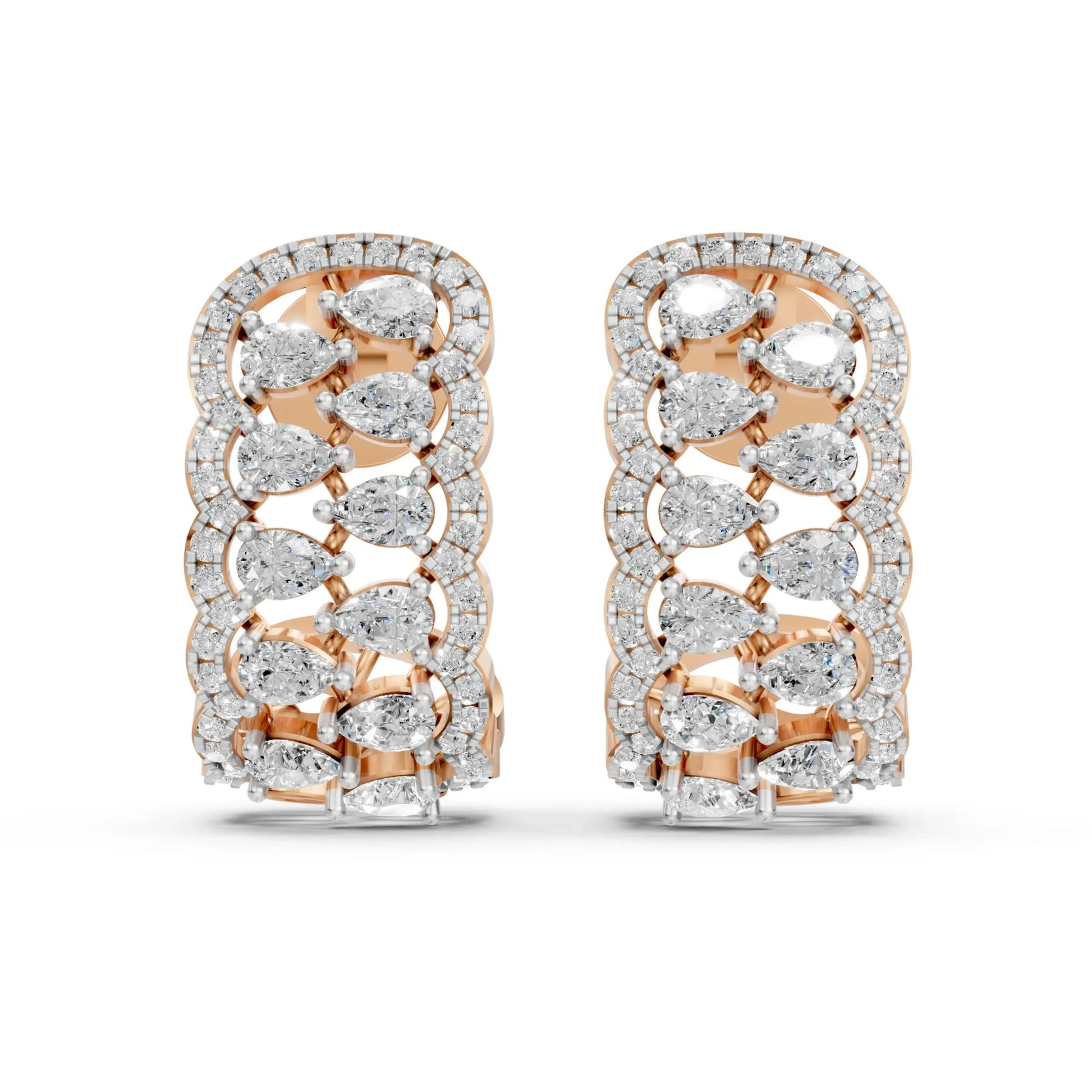 Pear Half-Hoop Earrings Rose Gold