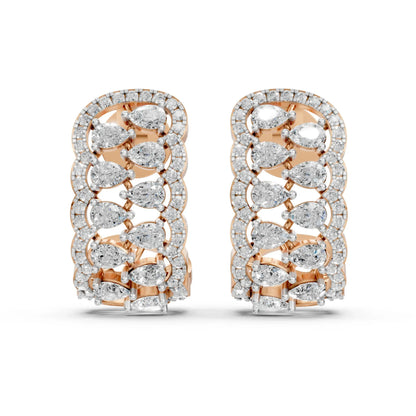 Pear Half-Hoop Earrings Rose Gold