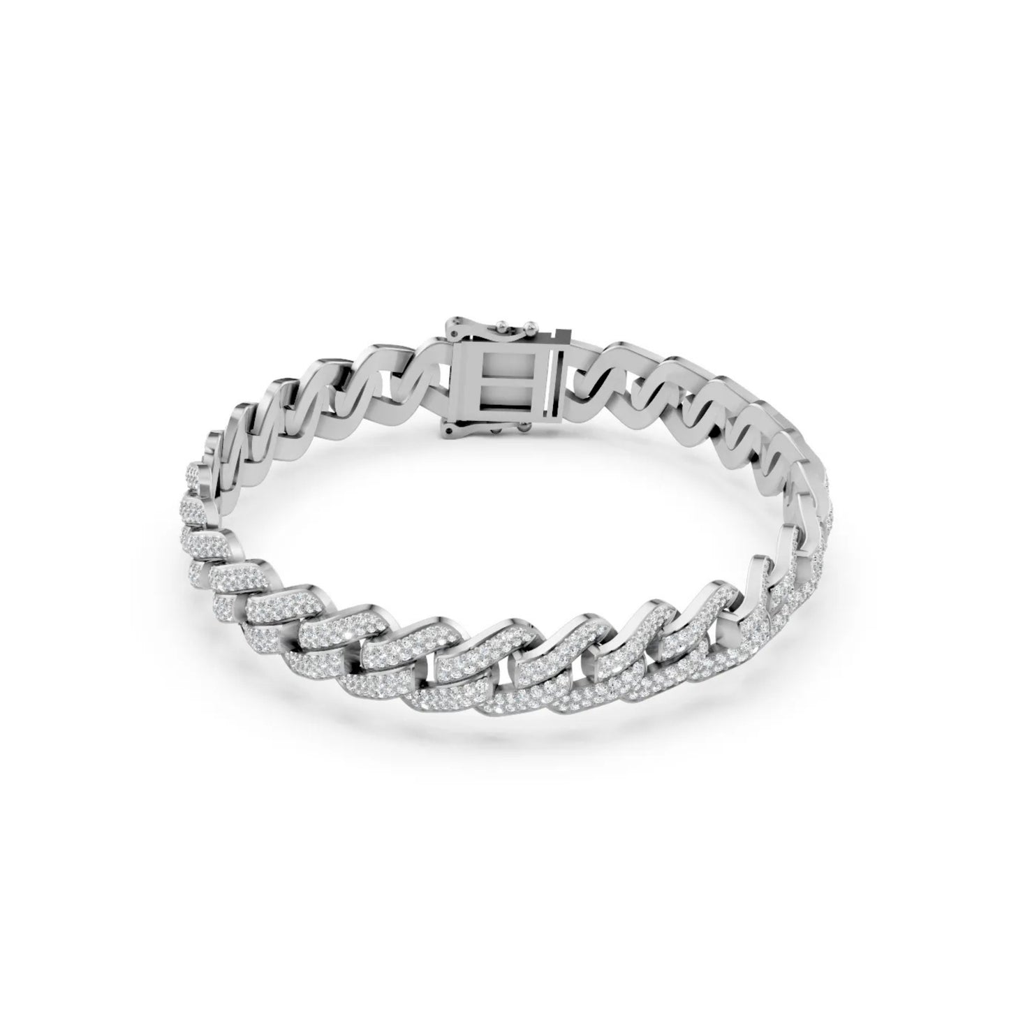 Cuban Link Lab-Grown Diamond Bracelet White Gold