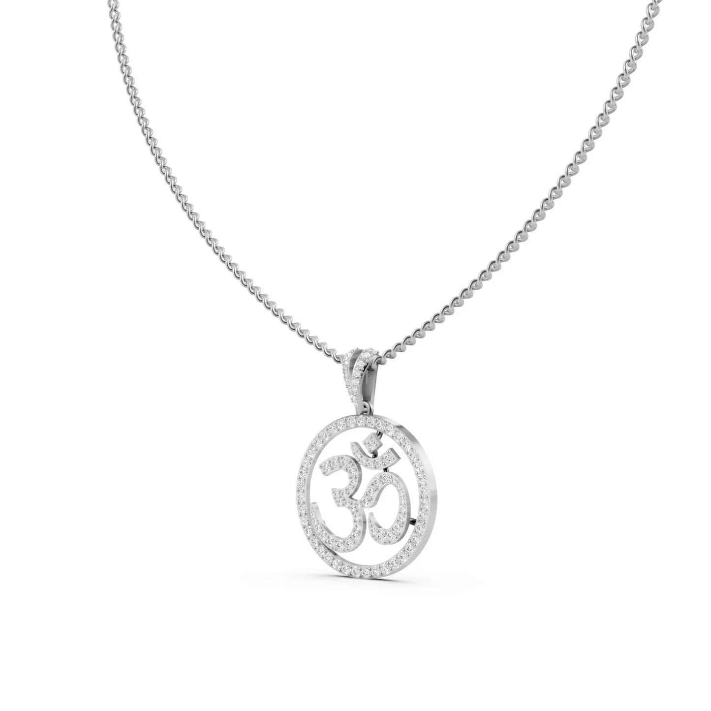 Diamond Om Pendant White Gold