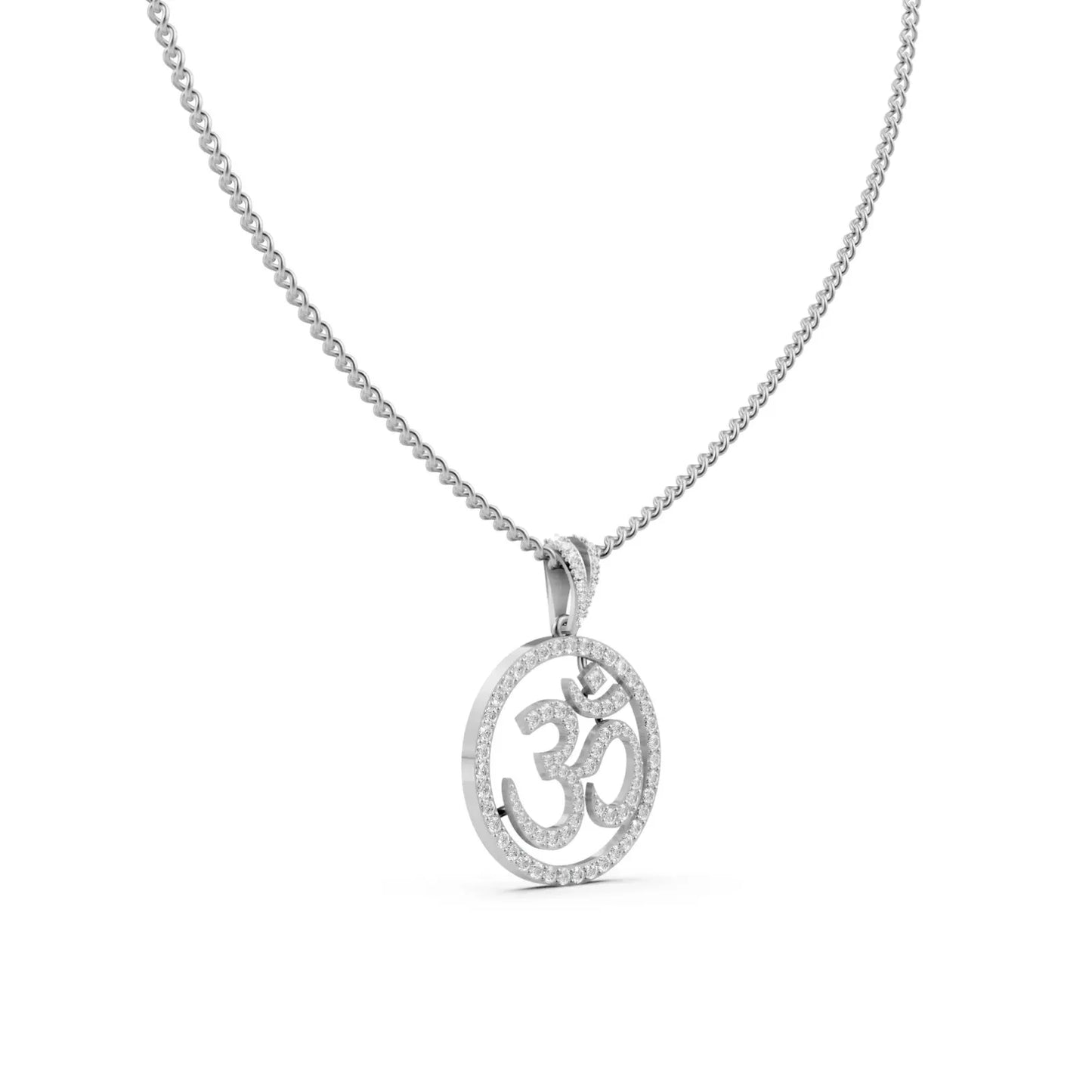 Diamond Om Pendant White Gold